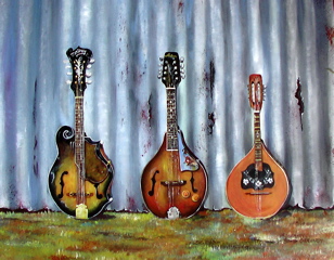 3 Mandolins painted by Rosemary Bond Gerhardy 